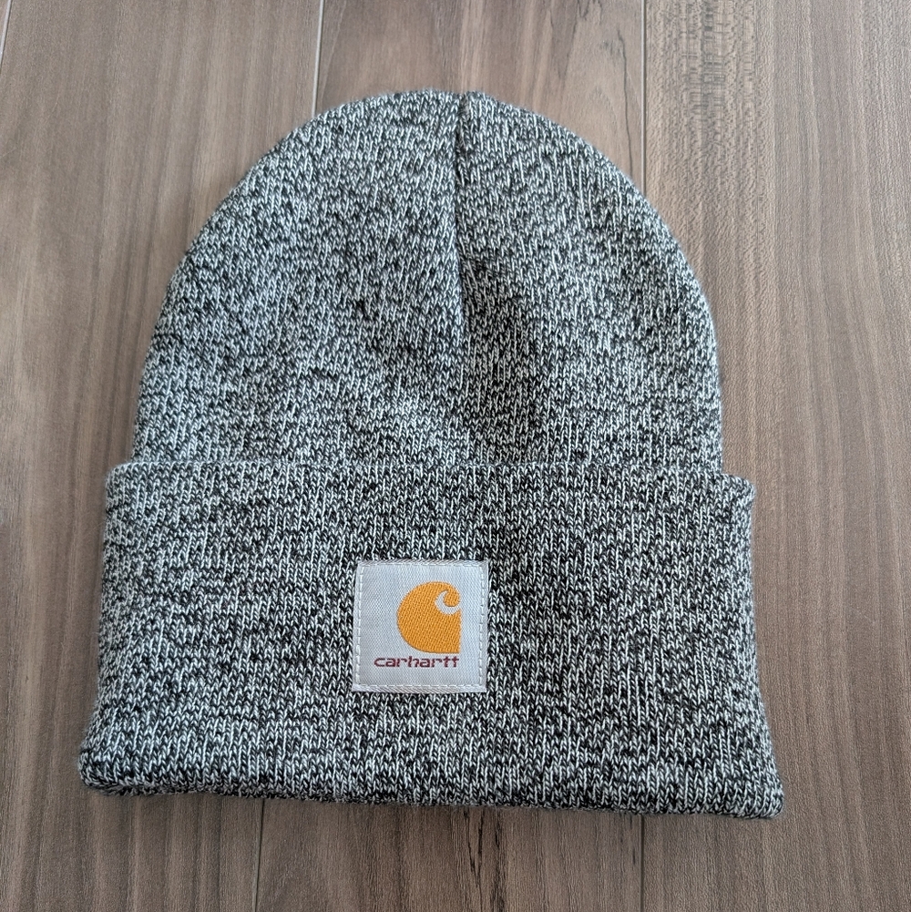 Carhartt Black and White Heathered Knit Beanie